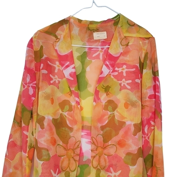 Vintage 1970s Jack Bryan Sleeveless Maxi Dress & Jacket Yellow Coral Green sz 12 - Picture 10 of 15